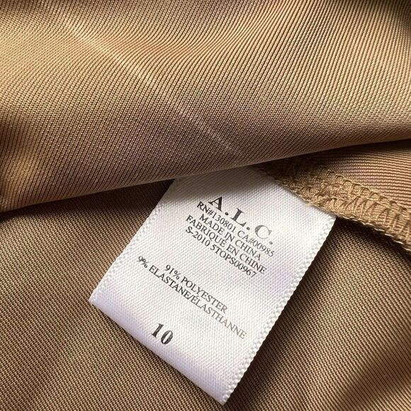 A.L.C. Chamberlain Ruched Long-Sleeve Square Neck Velvety Brown Top Size 10 NWOT - Picture 10 of 10